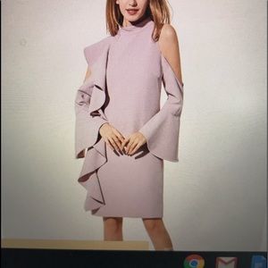 Pink Falbala Cold Shoulder Women’s Sheath Dress